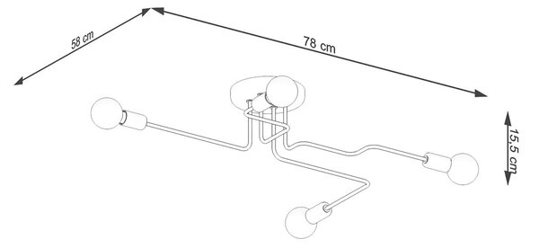 Stropné svietidlo Vector 4, biele telo svietidla