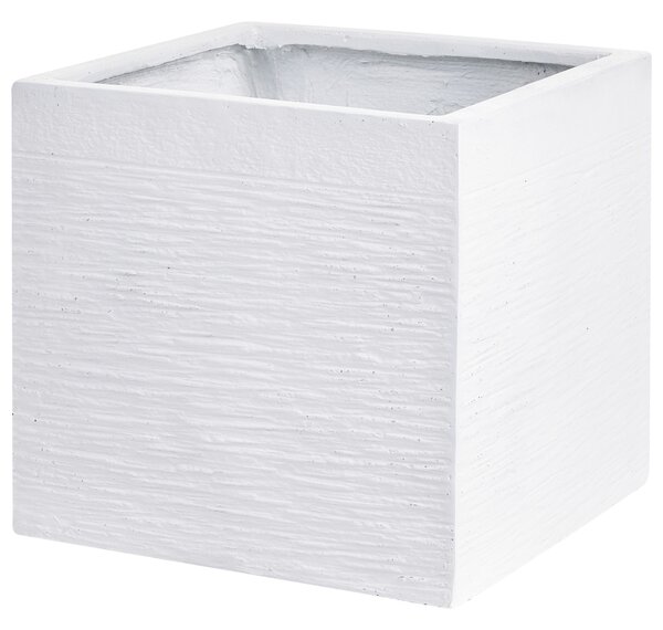 Kvetináč biely zmes hliny a vlákien 30 x 30 x 28 cm štvorcový tvar odolný voči UV žiareniu moderný štýl interiér exteriér záhrada