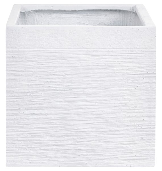 Kvetináč biely zmes hliny a vlákien 30 x 30 x 28 cm štvorcový tvar odolný voči UV žiareniu moderný štýl interiér exteriér záhrada