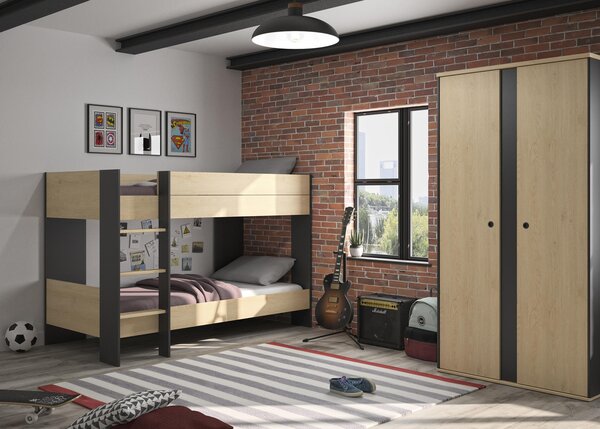 Poschodová posteľ v trendy odtieňoch Duplex