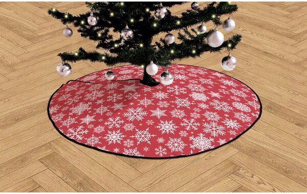 Bavlnený koberec pod vianočný stromček Butter Kings Freezy Snowflakes, ø 130 cm