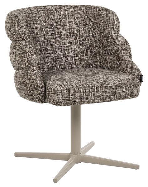 Otočná jedálenská stolička sivobéžová látkové čalúnenie zaoblené sedadlo mid-century modern štýl kuchyňa jedáleň