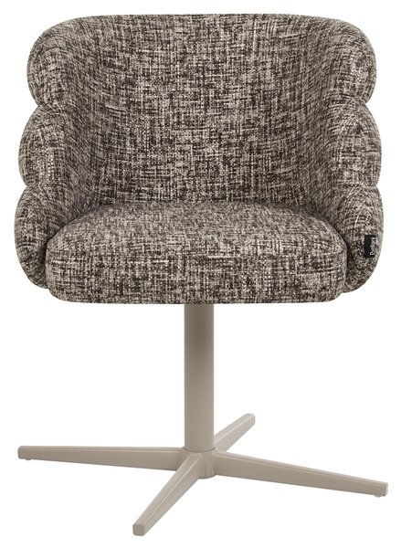 Otočná jedálenská stolička sivobéžová látkové čalúnenie zaoblené sedadlo mid-century modern štýl kuchyňa jedáleň