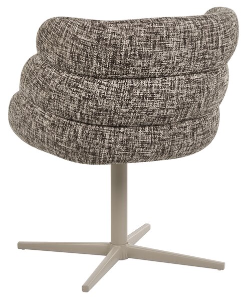Otočná jedálenská stolička sivobéžová látkové čalúnenie zaoblené sedadlo mid-century modern štýl kuchyňa jedáleň