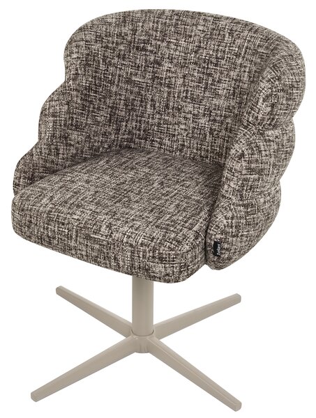 Otočná jedálenská stolička sivobéžová látkové čalúnenie zaoblené sedadlo mid-century modern štýl kuchyňa jedáleň