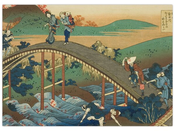 Obraz - Katsushika Hokusai, Ariwara no Narihirafrom the series One Hundred, Poems Explained by the Nurse (Hyakunin isshu uba ga etoki), reprodukcia (70x50 cm)