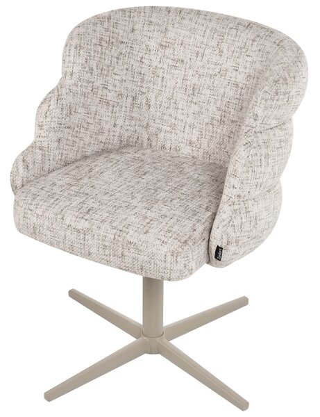 Otočná jedálenská stolička svetlobéžová látkové čalúnenie zaoblené sedadlo mid-century modern štýl kuchyňa jedáleň