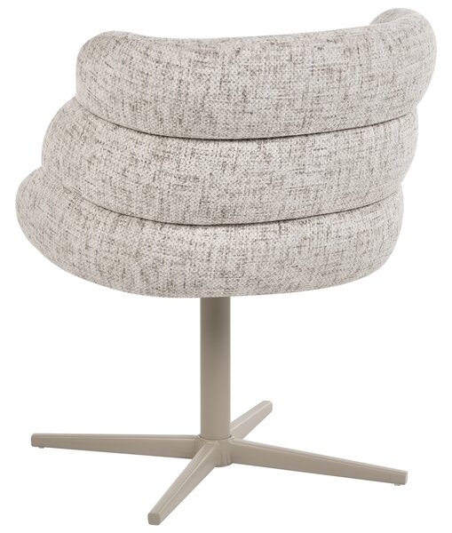 Otočná jedálenská stolička svetlobéžová látkové čalúnenie zaoblené sedadlo mid-century modern štýl kuchyňa jedáleň