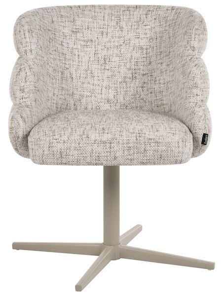 Otočná jedálenská stolička svetlobéžová látkové čalúnenie zaoblené sedadlo mid-century modern štýl kuchyňa jedáleň