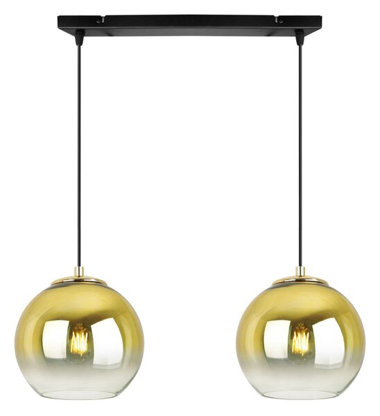 Závesné svietidlo Bergen Gold, 2x zlaté/transparentné sklenené tienidlo (fi 15cm)