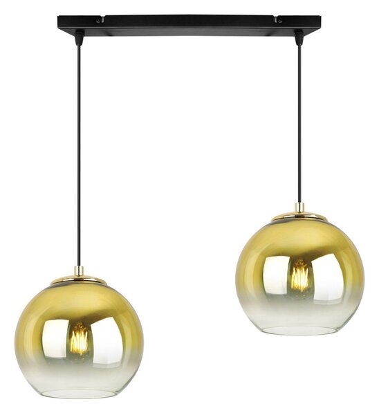 Závesné svietidlo Bergen Gold, 2x zlaté/transparentné sklenené tienidlo (fi 15cm)