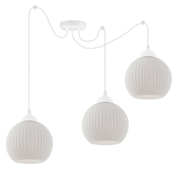 Závesné svietidlo Riffle Round Spider, 3x biele sklenené tienidlo, w