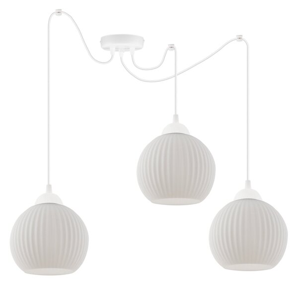 Závesné svietidlo Riffle Round Spider, 3x biele sklenené tienidlo, w