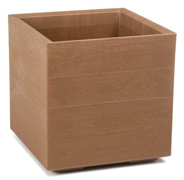 PLASTOVÝ KVETINÁČ NA KOLIESKACH BETONIQUE ECO 40X40 CM DREVENÝ DEKOR HNEDÁ BT