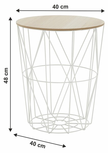Okrúhly príručný stolík Nancer Typ 3 - prírodná / biela