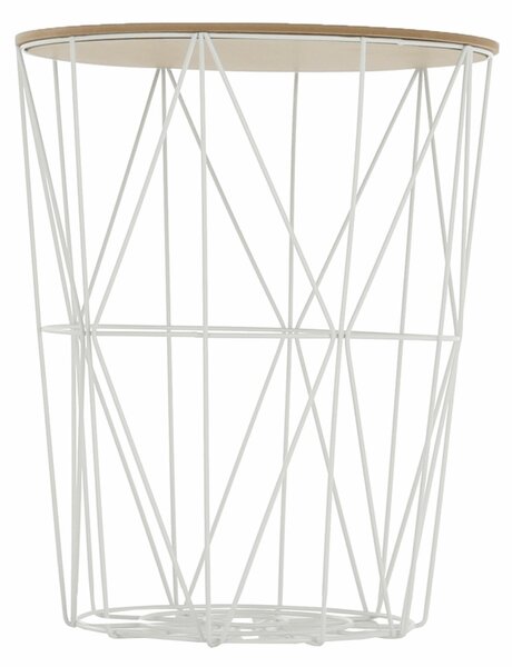 Okrúhly príručný stolík Nancer Typ 3 - prírodná / biela