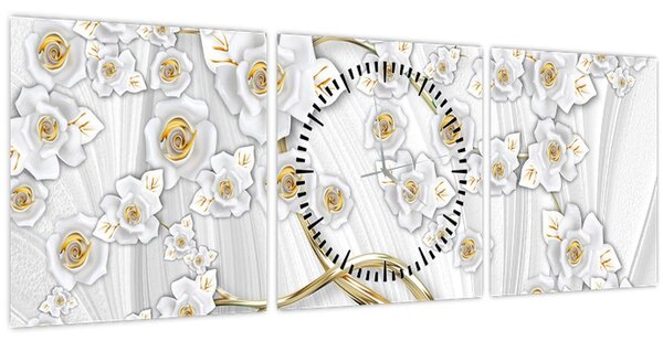 Obraz - Strom so zlatým dekorom (s hodinami) (90x30 cm)