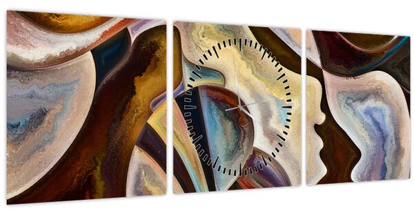 Obraz - Abstrakcia hláv (s hodinami) (90x30 cm)