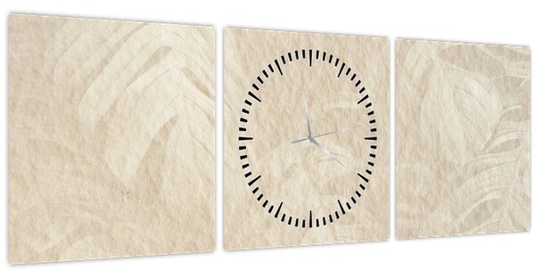 Obraz - Listy v textúre (s hodinami) (90x30 cm)