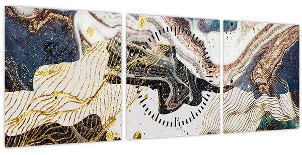 Obraz - Dizajnový mramor (s hodinami) (90x30 cm)