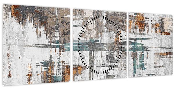 Obraz - Abstraktné ťahy (s hodinami) (90x30 cm)