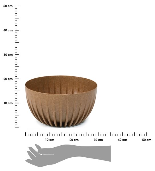 PLASTOVÝ KVETINÁČ STRIPPED ECO 16X30 CM HNEDÁ