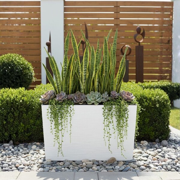 PLASTOVÝ KVETINÁČ BLOOM RIFLO 36X56X20 CM BIELA