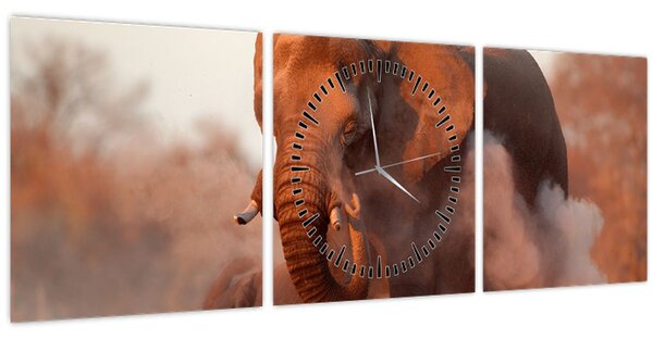 Obraz - Veľký slon africký (s hodinami) (90x30 cm)