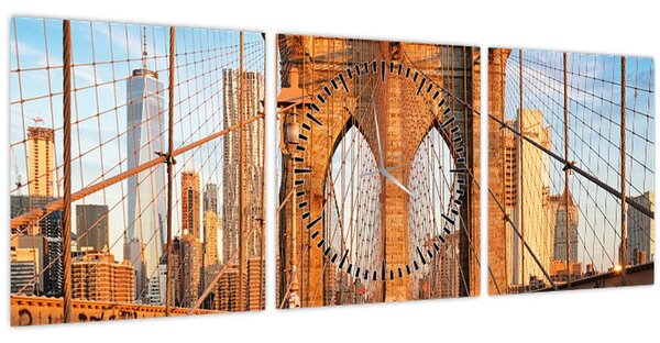 Obraz - Brooklynský most (s hodinami) (90x30 cm)