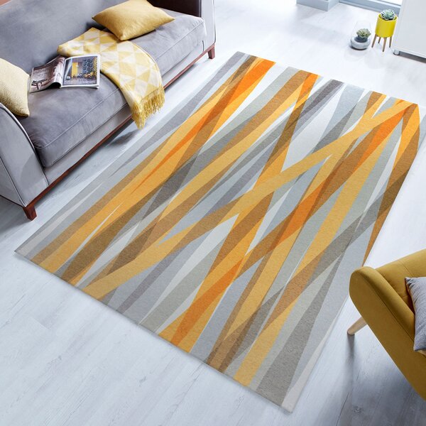 Flair Rugs , AKCIA: 170x240 cm Kusový koberec Match Isabella Stripe Grey/Ochre, žltá, chodba / predsieň