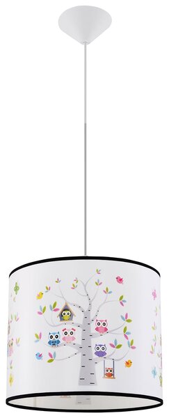 Detské závesné svietidlo Owls, 1x plastové tienidlo so vzorom, (fi 30cm)