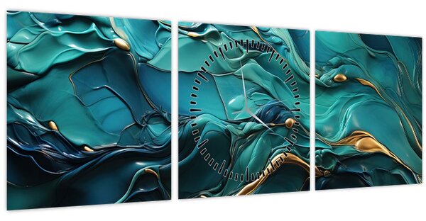 Obraz - Abstraktné textúry (s hodinami) (90x30 cm)