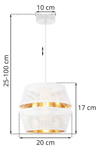 Závesné svietidlo Asti, 1x biele PVC tienidlo, g, w