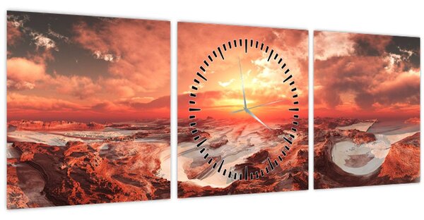 Obraz - Mars (s hodinami) (90x30 cm)