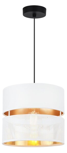 Závesné svietidlo Asti, 1x PVC/biele textilné tienidlo, (fi 20cm), g, b