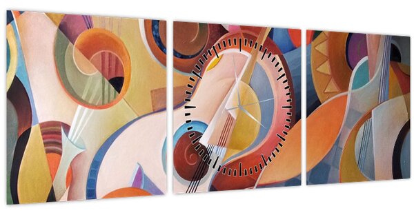 Obraz - Hudobný abstrakt (s hodinami) (90x30 cm)