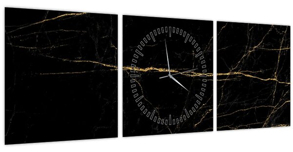 Obraz - Mramorová textúra (s hodinami) (90x30 cm)