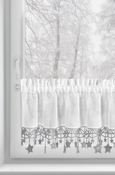 KRÁTKA VIANOČNÁ ZÁCLONA NA PÁSKE XMAS 30X150 CM HVIEZDY