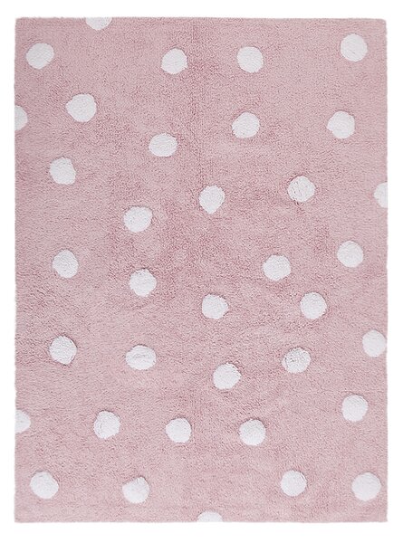 Lorena Canals koberce Ručne tkaný kusový koberec Polka Dots Pink-White - 120x160 cm