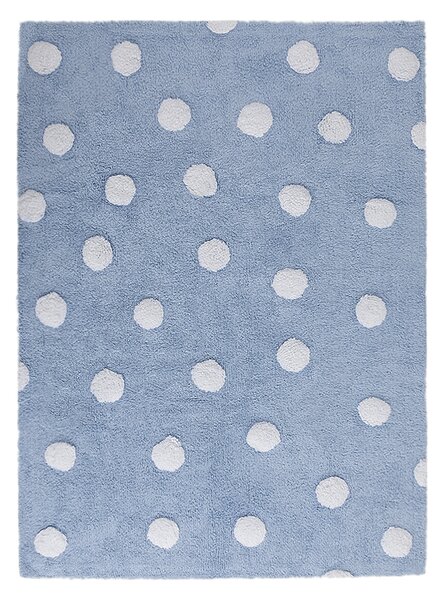 Lorena Canals koberce Pre zvieratá: Prateľný koberec Polka Dots Blue-White - 120x160 cm