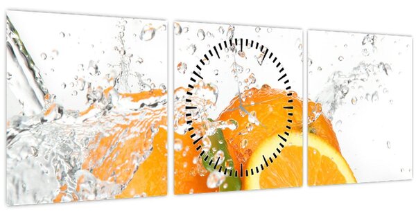 Obraz - Šťavnaté pomaranče (s hodinami) (90x30 cm)