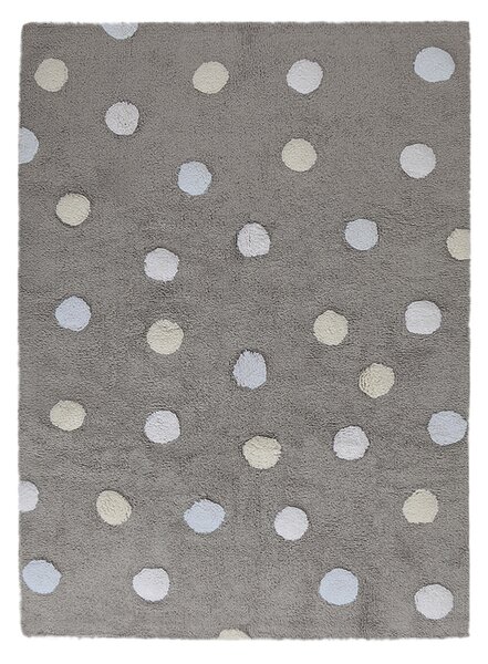 Lorena Canals koberce Ručne tkaný kusový koberec Tricolor Polka Dots Grey-Blue - 120x160
