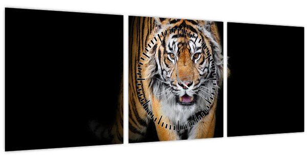 Obraz - Tiger (s hodinami) (90x30 cm)