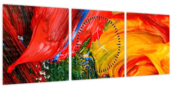 Obraz - Modrenie abstrakcie štetcom (s hodinami) (90x30 cm)