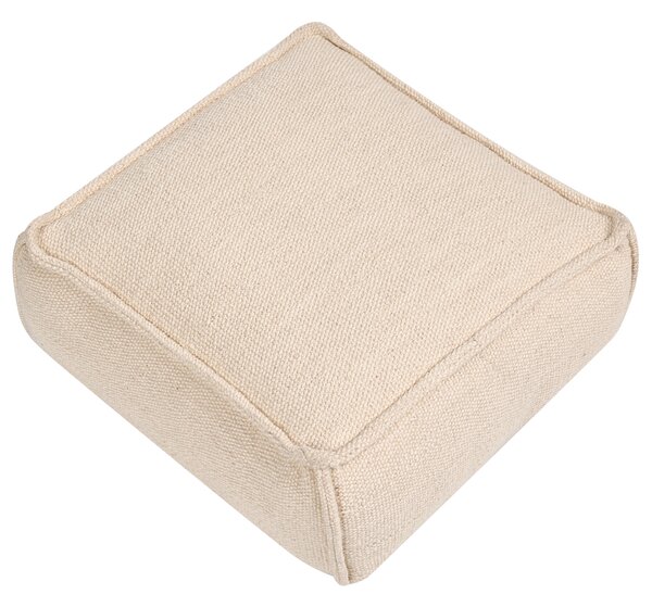 Puf béžový bavlna EPS guľôčky 50 x 50 x 30 cm štvorcový tvar podnožka taburetka moderný štýl obývačka spálňa
