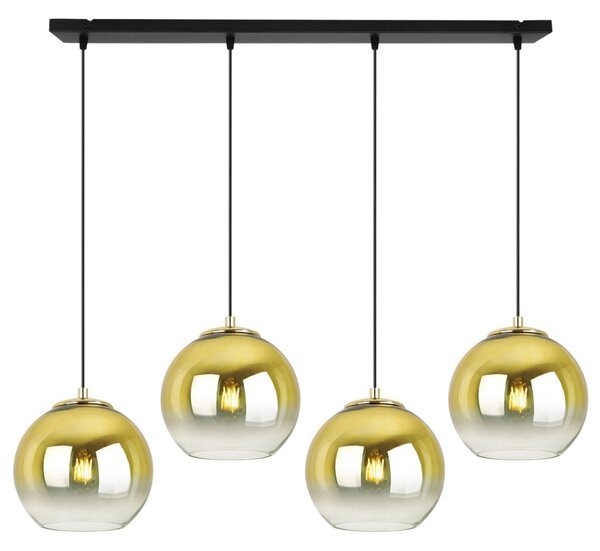 Závesné svietidlo Bergen Gold, 4x zlaté/transparentné sklenené tienidlo (fi 15cm)