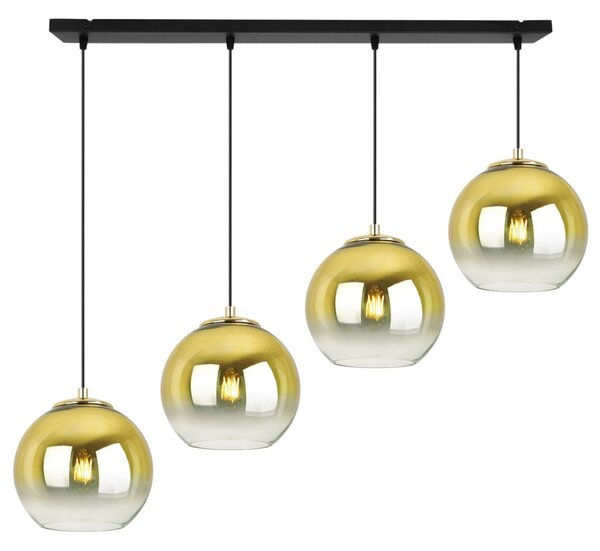 Závesné svietidlo Bergen Gold, 4x zlaté/transparentné sklenené tienidlo (fi 15cm)