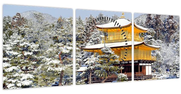 Obraz - Kinkakudži, Japonsko (s hodinami) (90x30 cm)