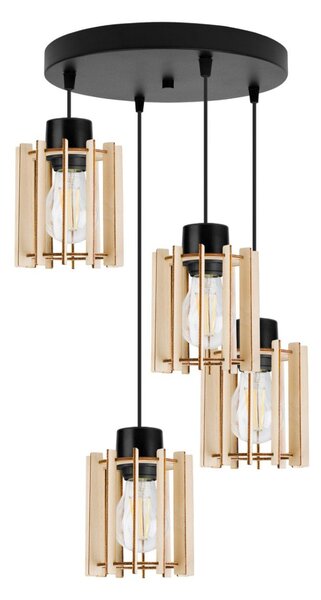 Závesné svietidlo Timber 7, 4x drevené tienidlo, o