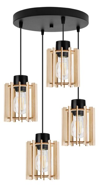 Závesné svietidlo Timber 7, 4x drevené tienidlo, o